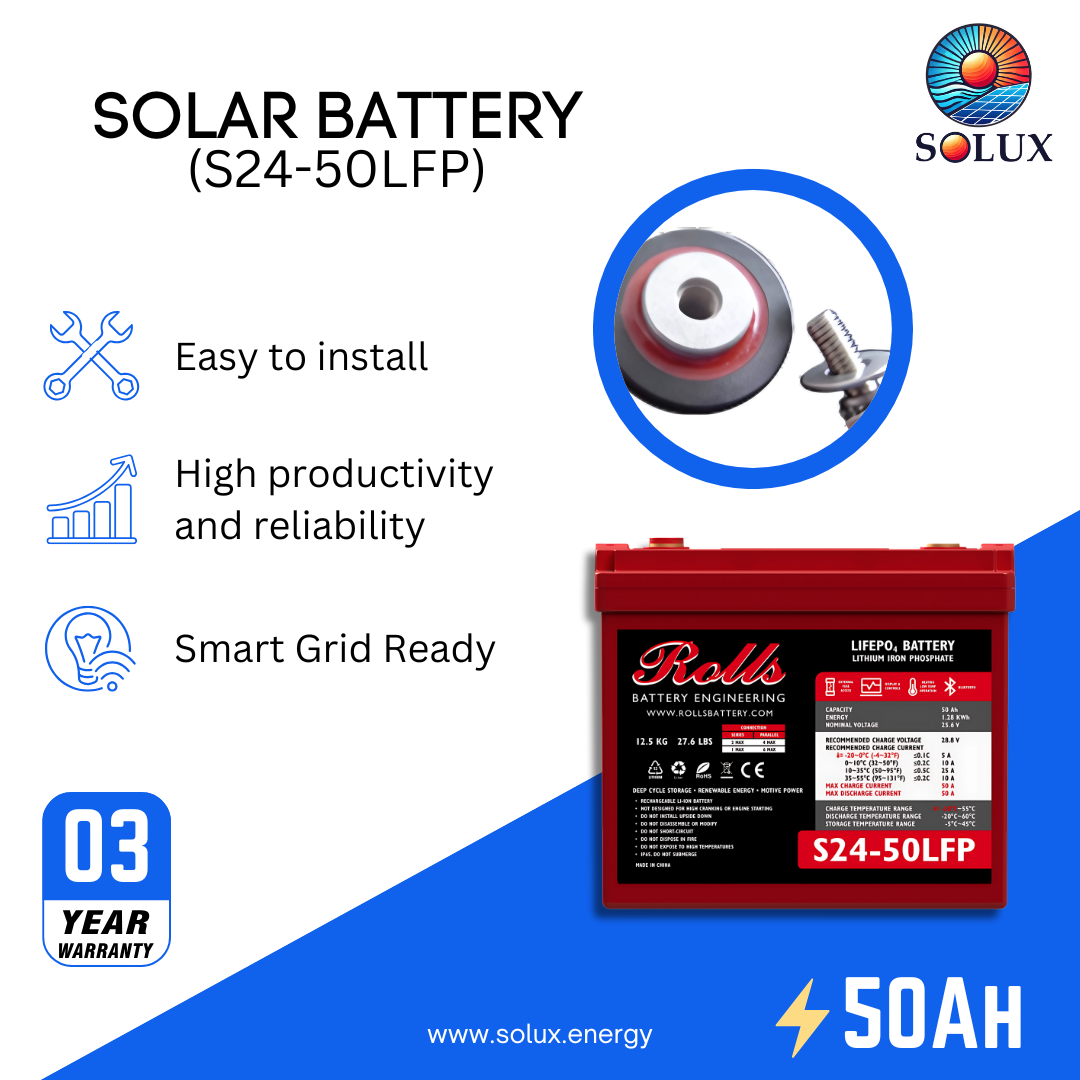 This is an image of Rolls Surrette S24-50LFP 24V 50Ah Lithium Battery